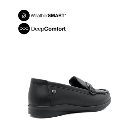 Kate Metal Bit Women's Shoes - Black Leather WP