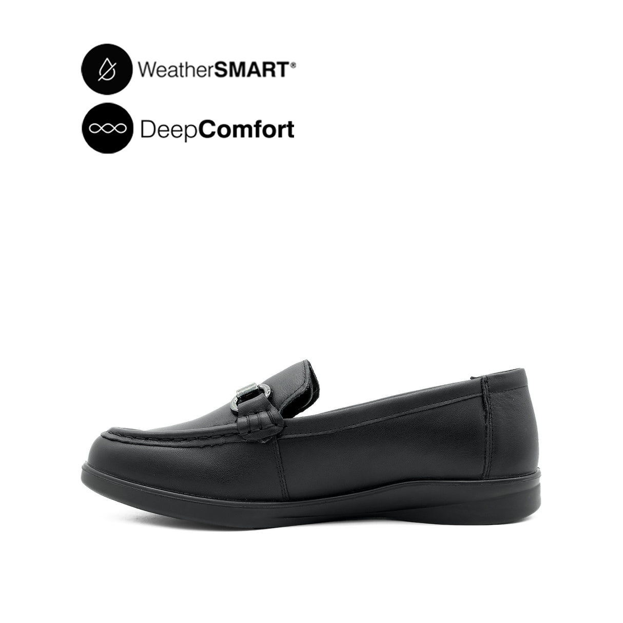 Kate Metal Bit Women's Shoes - Black Leather WP