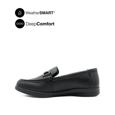 Kate Metal Bit Women's Shoes - Black Leather WP
