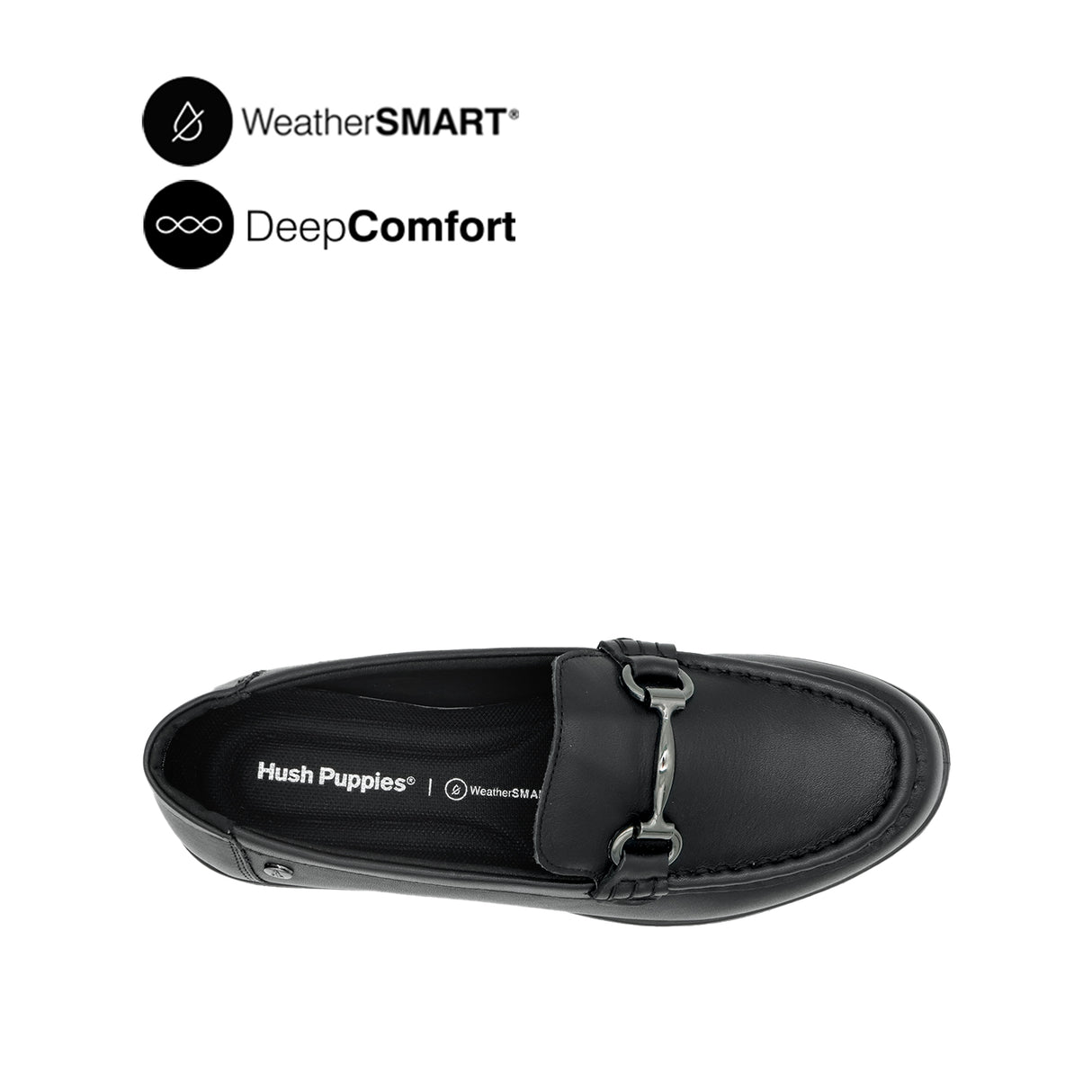 Kate Metal Bit Women's Shoes - Black Leather WP