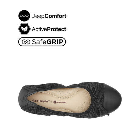 Georgie Bow Toe Cap Women's Shoes - Black Black Leather