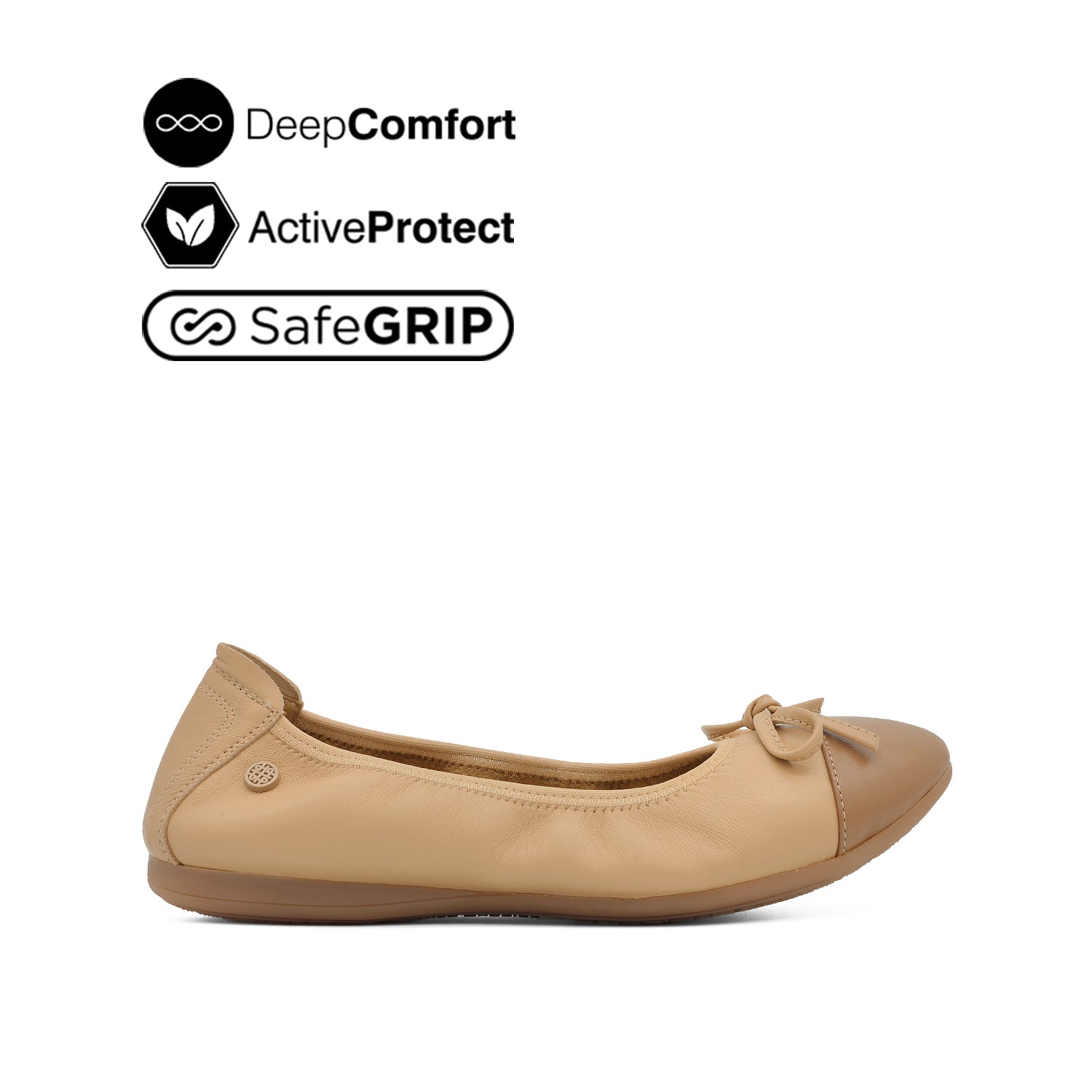 Discount on Hush Puppies  shoes - SKU: Georgie Bow Toe Cap Women's Shoes - Nude Brown Leather