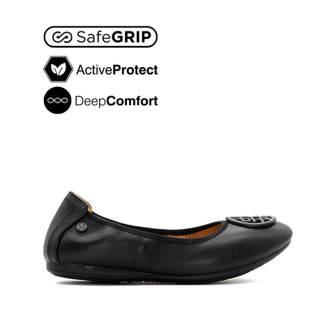 Georgie Medallion Women's Shoes - Black Leather
