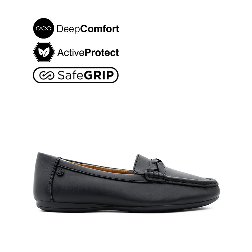 Discount on Hush Puppies  shoes - SKU: Georgie Mocc Ornament Women's Shoes - Black Leather