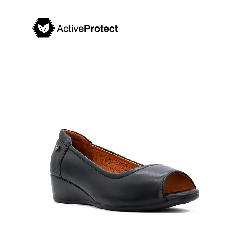 Eden Peep Toe Women's Shoes - Black Leather