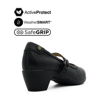 Febe Mary Jane Women's Casual Shoes - Black Leather Waterproof