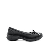 Stacey Bow Women's Shoes - Black Coated Leather