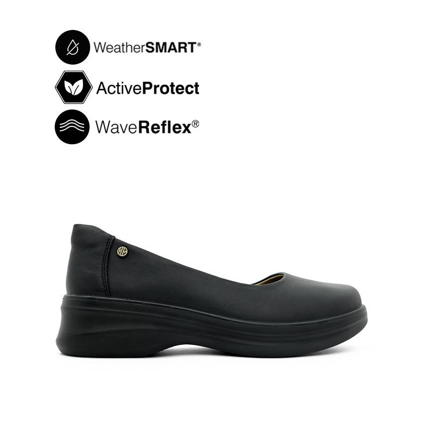 Fanni Slip On Women's Shoes Black Leather Waterproof