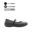 Gracie Mary Jane Plain Toe Women's Shoes - Black Leather Waterproof