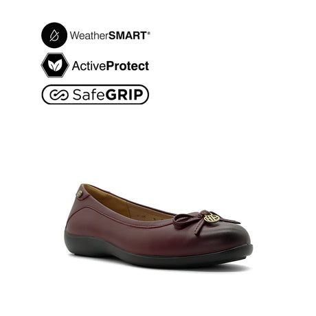 Gracie Slip On Bow Women's Shoes - Burgundy Leather WP