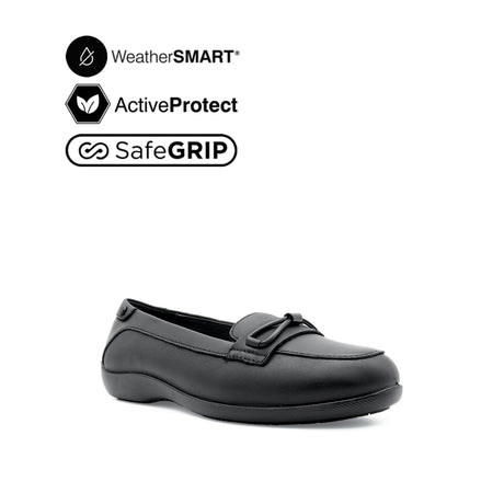 Gracie Venetian Women's Shoes - Black Leather Waterproof