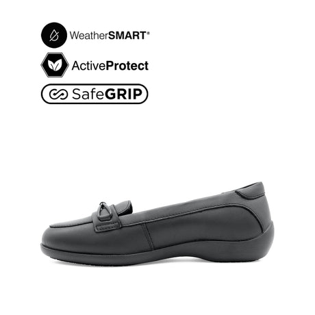 Gracie Venetian Women's Shoes - Black Leather Waterproof