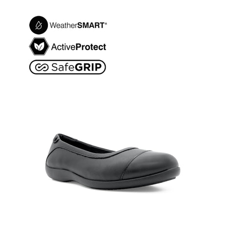 Gracie Toe Cap Women's Shoes - Black Leather Waterproof