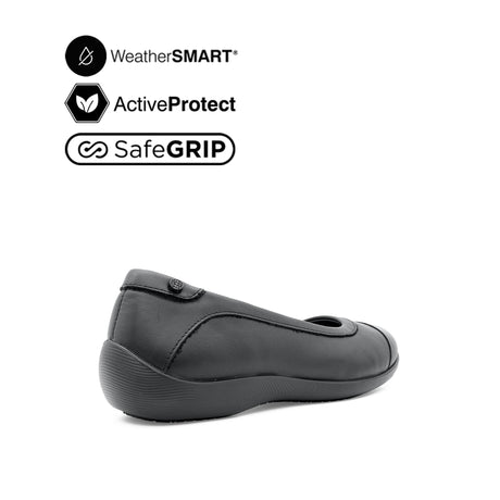 Gracie Toe Cap Women's Shoes - Black Leather Waterproof