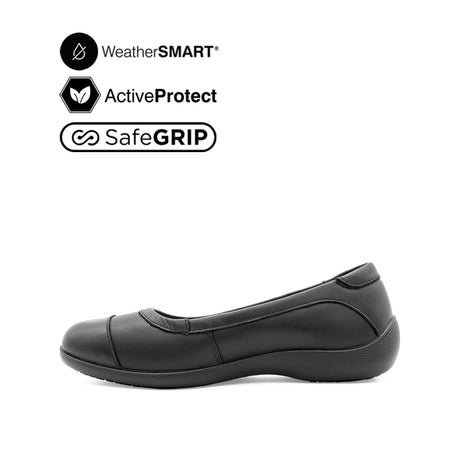 Gracie Toe Cap Women's Shoes - Black Leather Waterproof