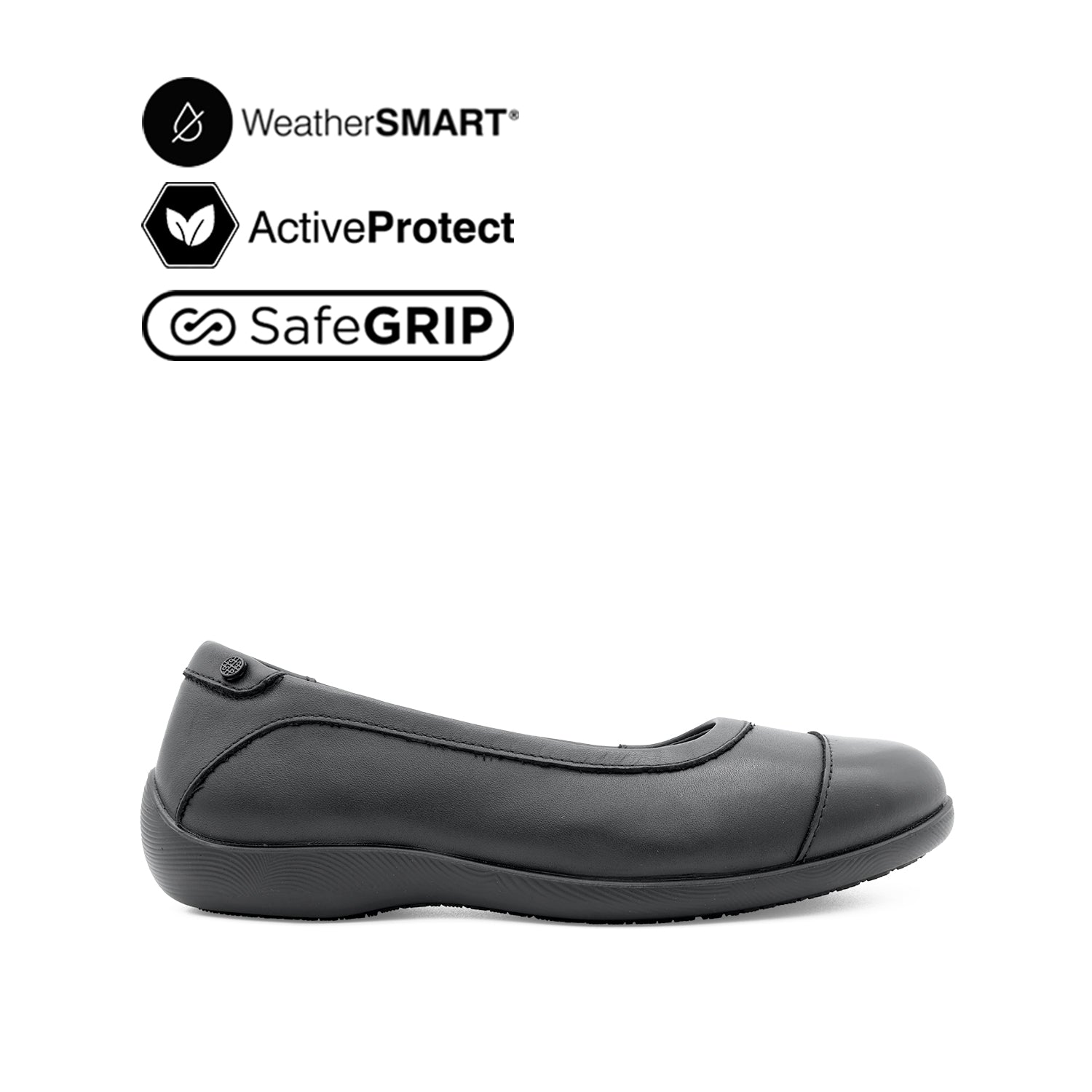 Gracie Toe Cap Women's Shoes - Black Leather Waterproof