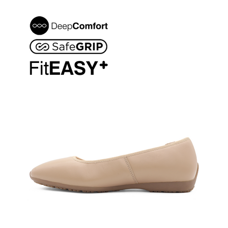 Nicollete Plain Toe Women's Shoes - Nude Leather