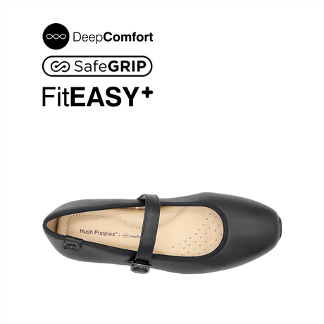Nicolette Mary Jane Plain Toe Women's Shoes - Black Leather