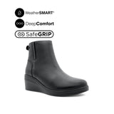 Paris Wedge Women's Boots - Black Leather