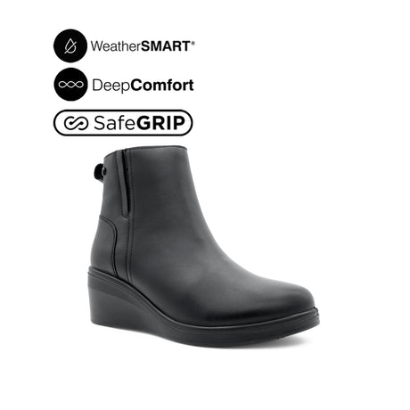 Paris Wedge Women's Boots - Black Leather