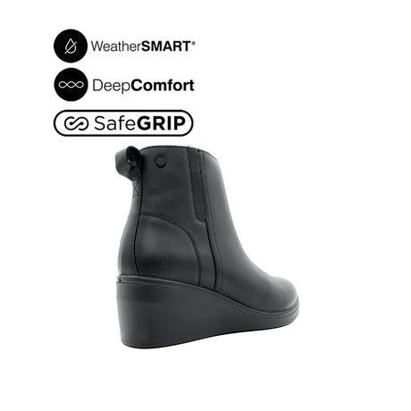 Paris Wedge Women's Boots - Black Leather