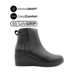 Paris Wedge Women's Boots - Black Leather