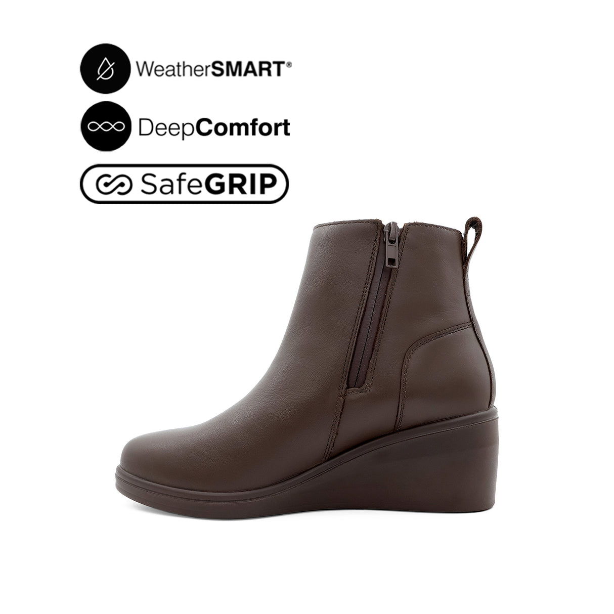 Paris Wedge Women's Boots - Brown Leather