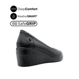 Paris Wedge Plain Toe Women's Shoes - Black Leather Waterproof