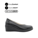 Paris Wedge Plain Toe Women's Shoes - Black Leather Waterproof
