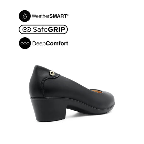 Sally Pump Women's Shoes - Black Leather Waterproof Hush Puppies Philippines