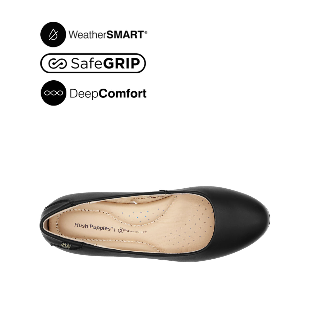 Sally Pump Women's Shoes - Black Leather Waterproof Hush Puppies Philippines