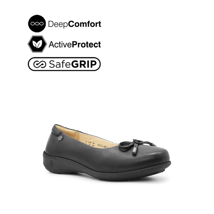Scarlett Bow Women's Shoes - Black Leather Hush Puppies Philippines