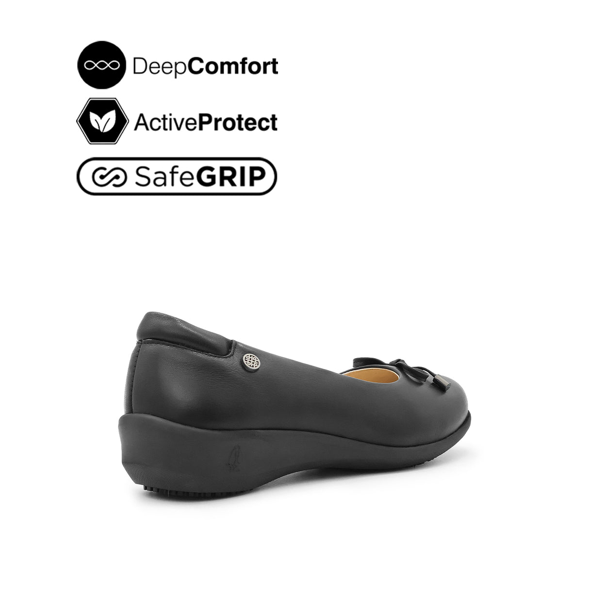Scarlett Bow Women's Shoes - Black Leather