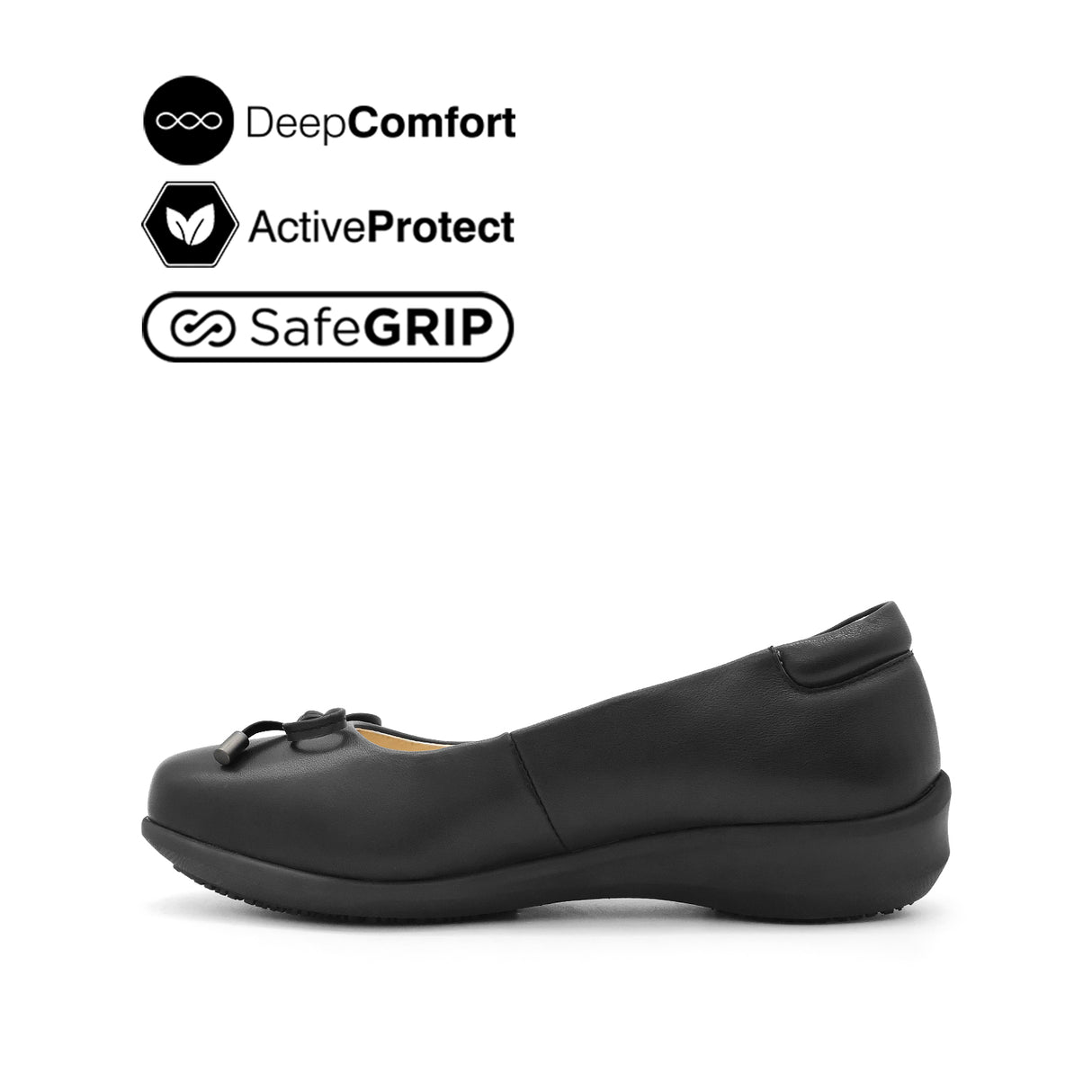 Scarlett Bow Women's Shoes - Black Leather