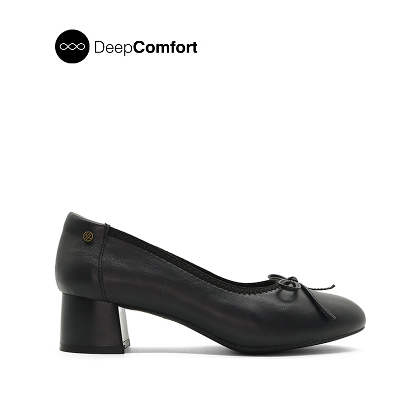 Heide Bow Women's Shoes - Black Leather