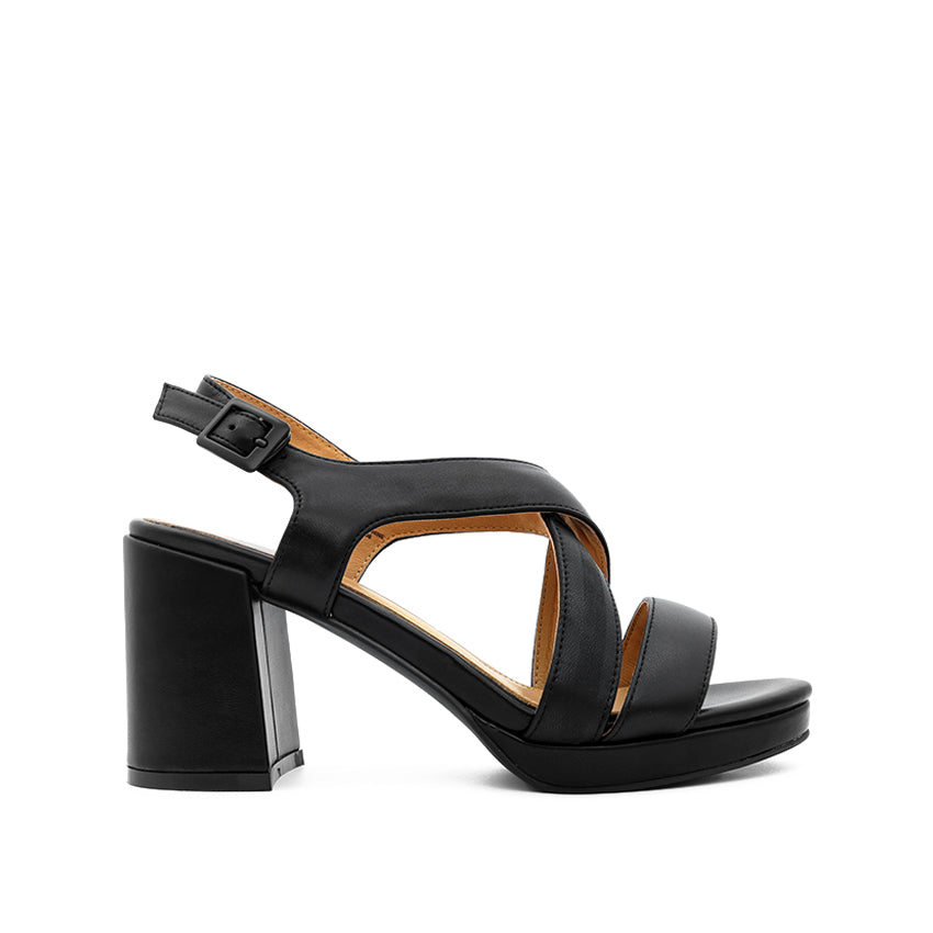 Megan Backstrap Women's Sandals - Black Leather