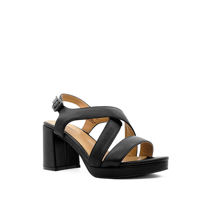 Megan Backstrap Women's Sandals - Black Leather