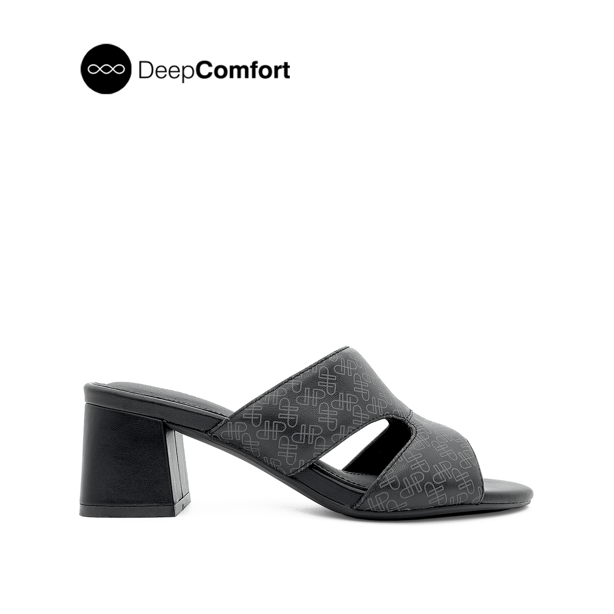 Noelle Women's Sandals - Black Monogram Leather