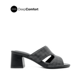 Noelle Women's Sandals - Black Monogram Leather