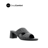 Noelle Women's Sandals - Black Monogram Leather