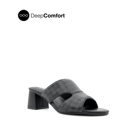 Noelle Women's Sandals - Black Monogram Leather