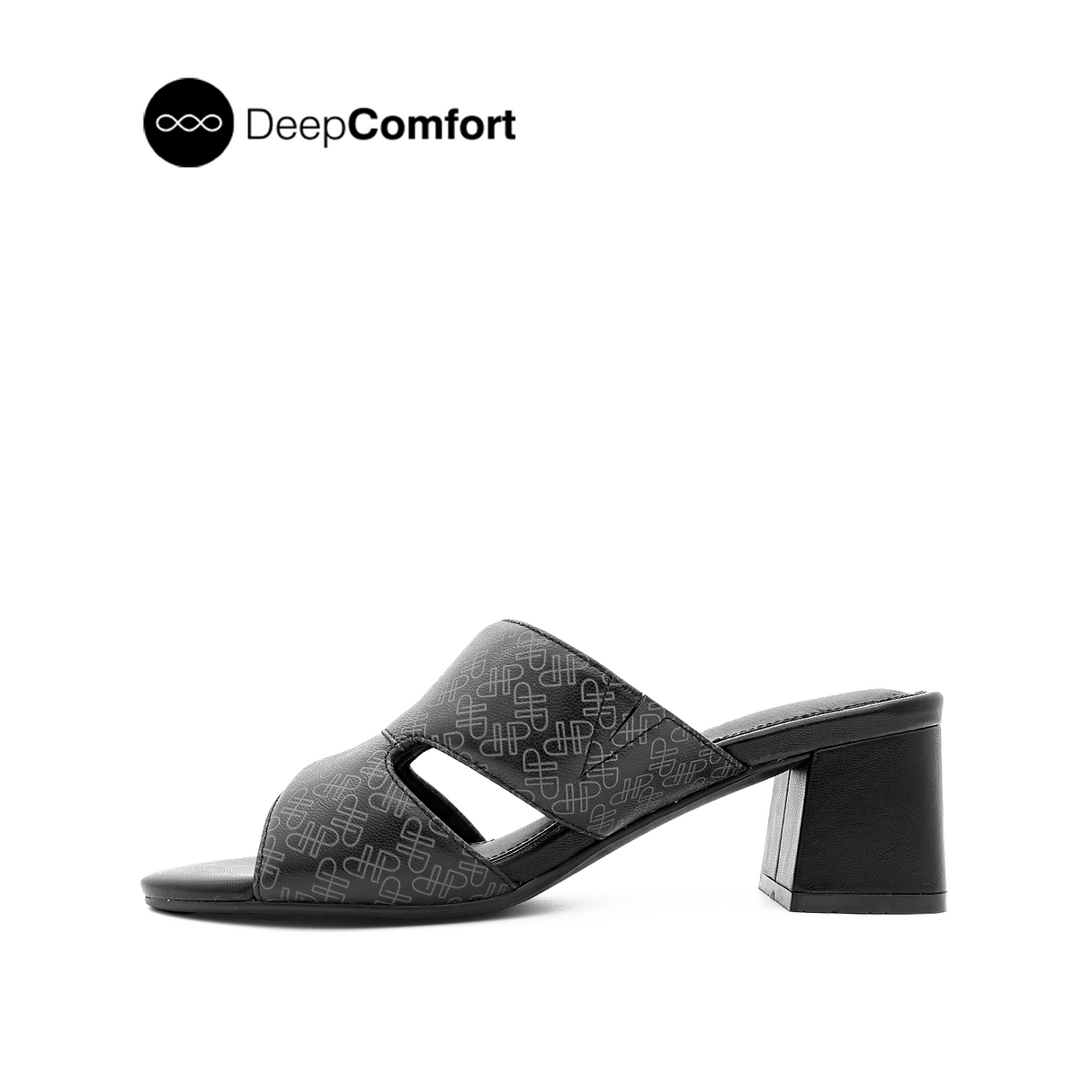 Noelle Women's Sandals - Black Monogram Leather
