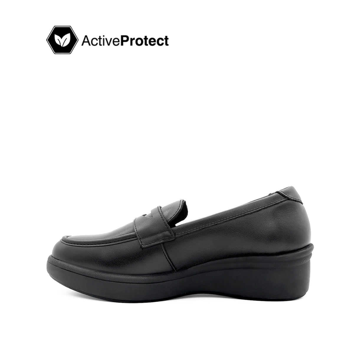 Sana Wedge Penny Women's Shoes - Black Leather