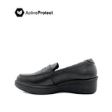 Sana Wedge Penny Women's Shoes - Black Leather