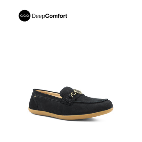 Sienna Metal Bit Women's Shoes - Black Nubuck