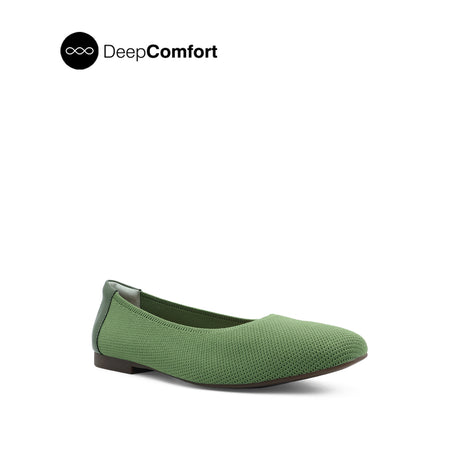 Sabine Slip On Platin Toe Women's Shoes - Olive Knitted