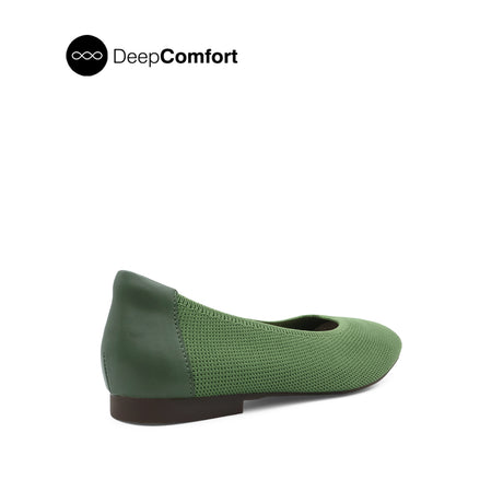 Sabine Slip On Platin Toe Women's Shoes - Olive Knitted