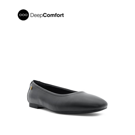 Sabine Slip On Platin Toe Women's Shoes - Black Leather