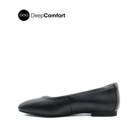 Sabine Slip On Platin Toe Women's Shoes - Black Leather