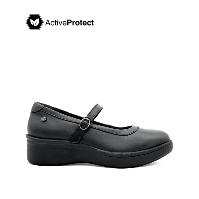 Sana Wedge Mary Jane Women's Shoes - Black Leather Hush Puppies Philippines